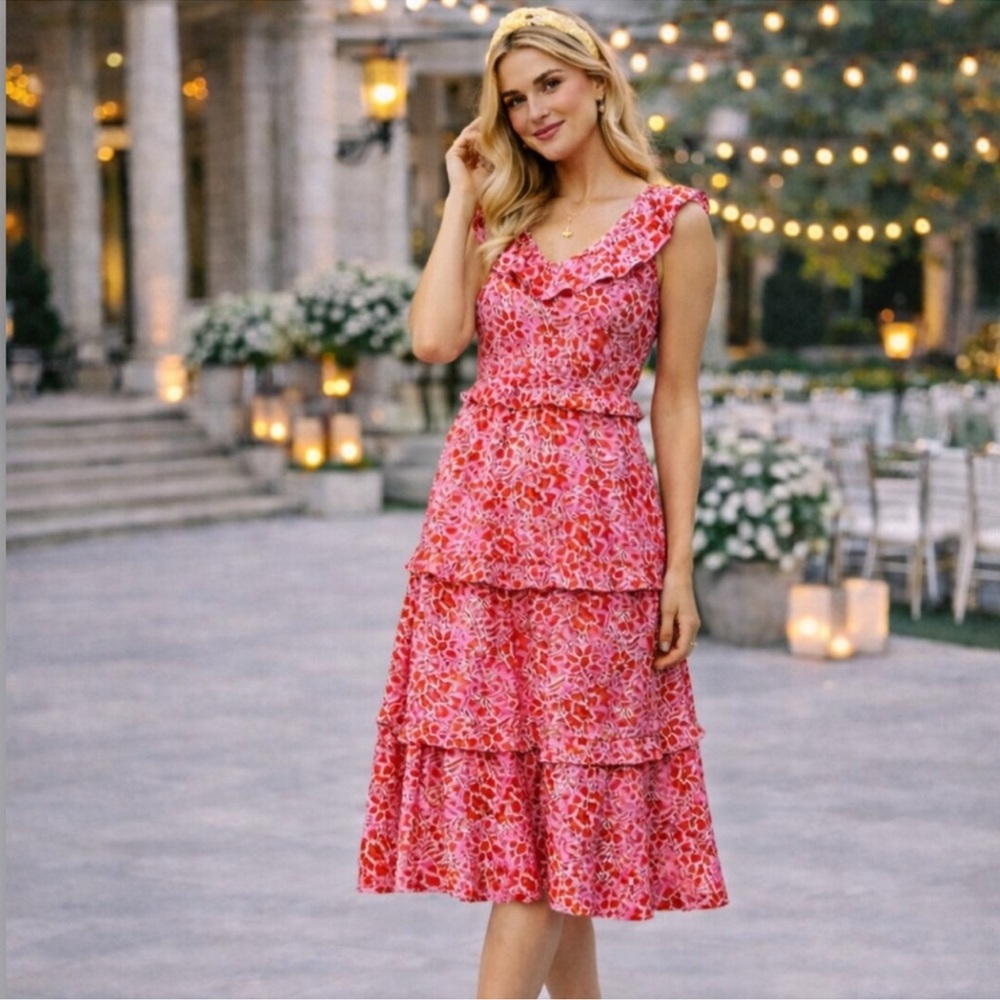 J. Crew Factory Azalea Belvedere floral tiered ruffle dress